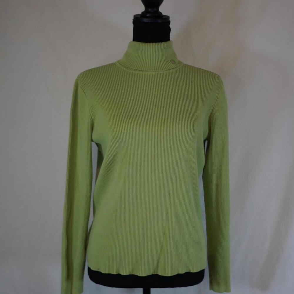 Ralph Lauren lime green turtleneck with pink logo